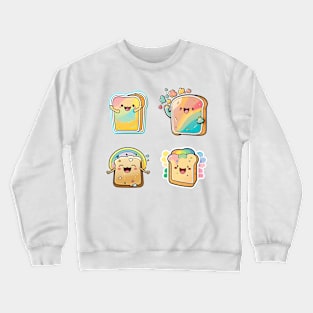 Cute happy colorfull kawaii toast Crewneck Sweatshirt